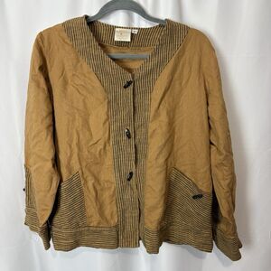 Mill Valley Clothing Company Womens M Top/Jacket Linen Cotton Striped Lagenlook